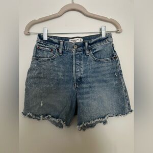 Abercrombie & Fitch Distressed Blue Denim Shorts